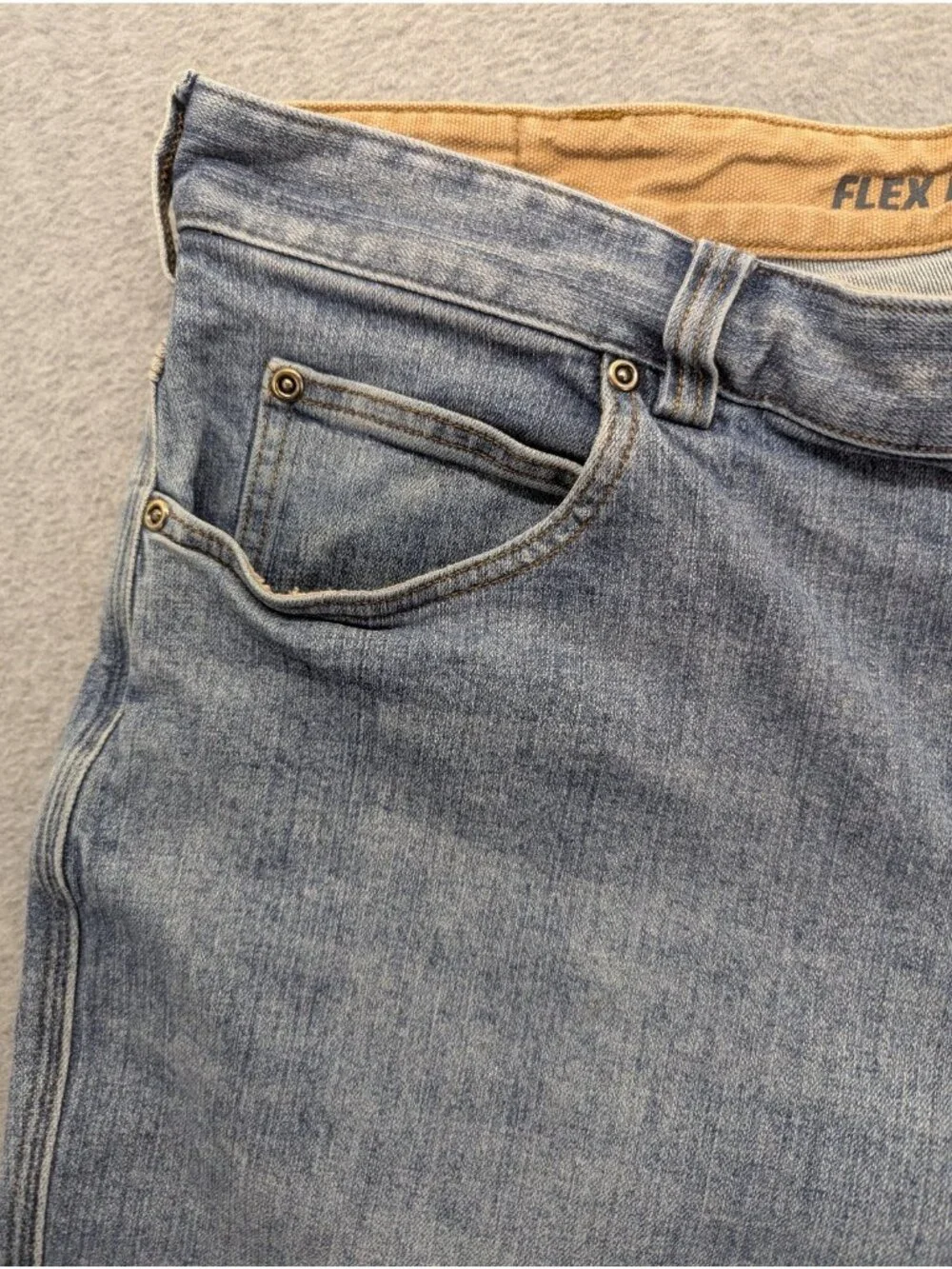 Duluth Flex Ballroom Jeans Mens 40x30 Blue Light Wash Relaxed Straight Denim